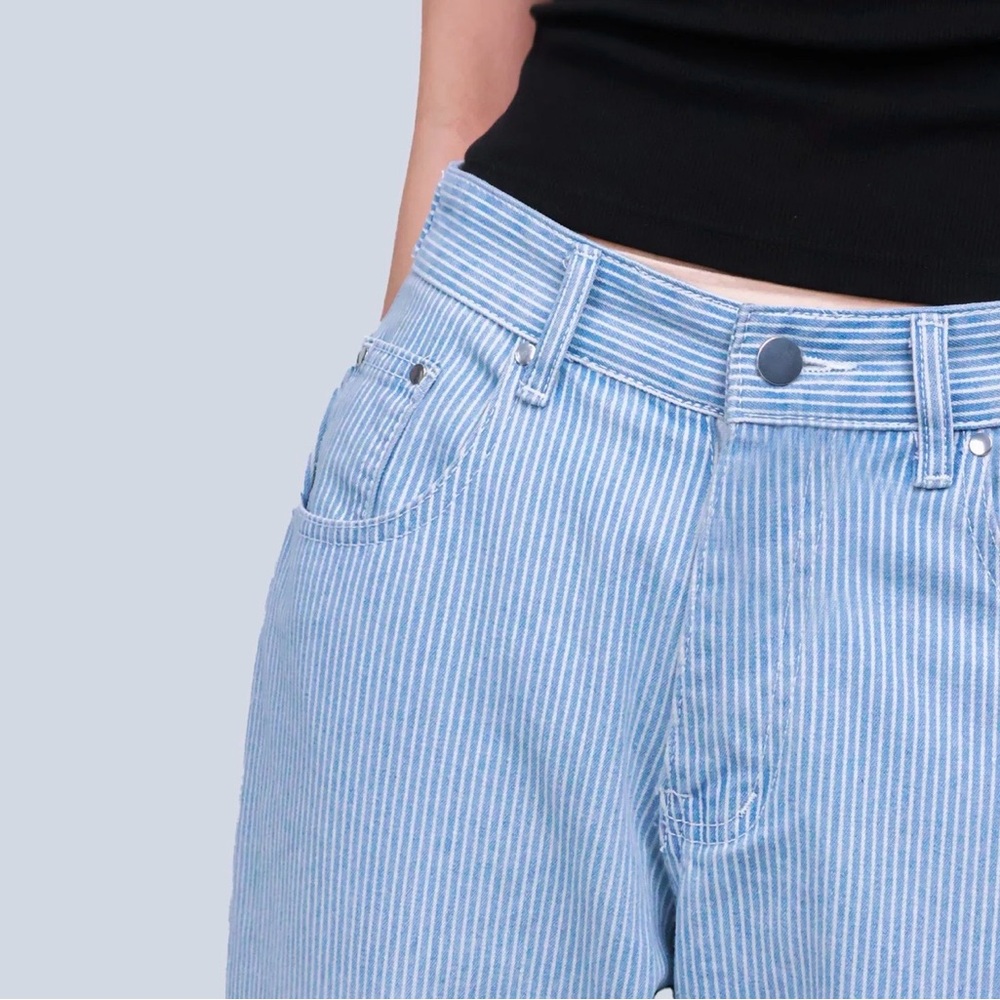 Pwest High Rise Womens Adjustable Button Casual Cinch Baggy Straight Leg Jeans